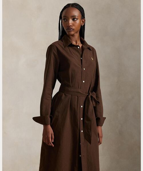 コットンリネン ベルテッド シャツドレス（シャツワンピース）｜POLO