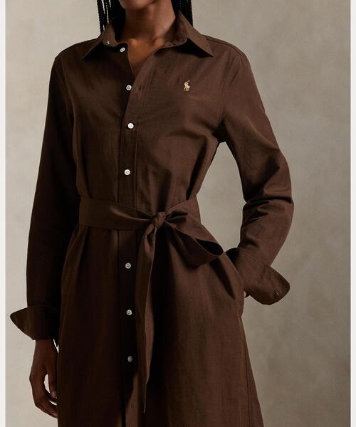 コットンリネン ベルテッド シャツドレス（シャツワンピース）｜POLO
