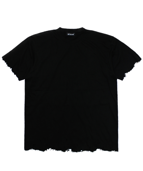 RUNDS(ランディエス)の「ダメージカッティングTシャツ(ブラック)(Tシャツ/カットソー・メンズ・その他・1/2)」の1枚目の写真