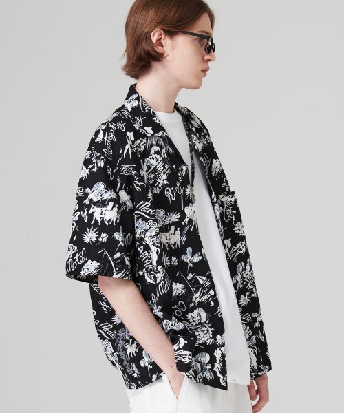 GOSTREET(ゴーストリート)の「オープンカラー ハワイアンシャツ ブラック(シャツ/ブラウス・メンズ・その他・MEDIUM/LARGE)」の2枚目の写真