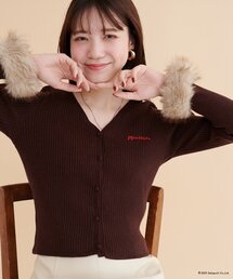 natural couture | 【モンチッチ×natural couture】袖ファーリブカーデ(カーディガン/ボレロ)