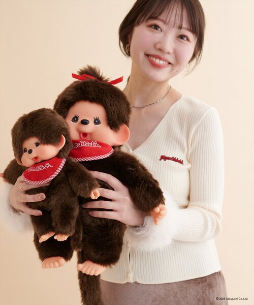 natural couture(ナチュラルクチュール)の「【モンチッチ×natural couture】袖ファーリブカーデ(カーディガン/ボレロ・レディース・ブラウン/グレー/オフホワイト・FREE)」の2枚目の写真