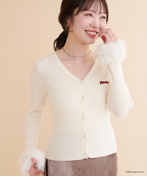 セール】【モンチッチ×natural couture】袖ファーリブカーデ