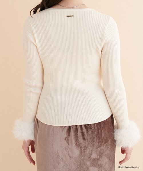 natural couture(ナチュラルクチュール)の「【モンチッチ×natural couture】袖ファーリブカーデ(カーディガン/ボレロ・レディース・ブラウン/グレー/オフホワイト・FREE)」の11枚目の写真