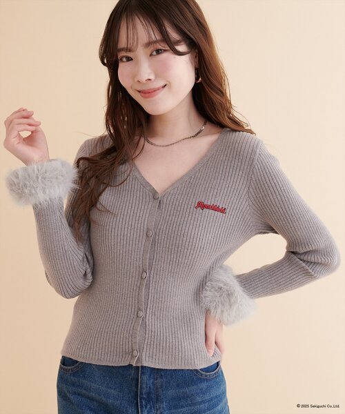 natural couture(ナチュラルクチュール)の「【モンチッチ×natural couture】袖ファーリブカーデ(カーディガン/ボレロ・レディース・ブラウン/グレー/オフホワイト・FREE)」の18枚目の写真