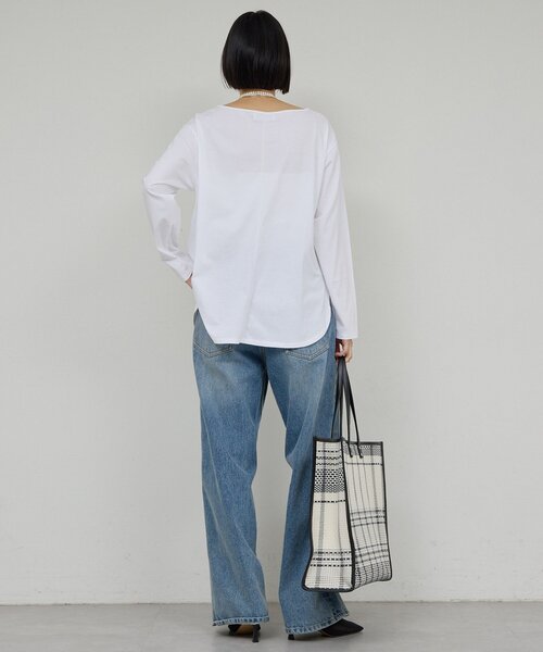 GALLARDAGALANTE（ガリャルダガランテ）の「【手洗い可】ラウンドヘムTee（Tシャツ/カットソー・レディース・ホワイト/チャコールグレー・FREE）」の8枚目の写真