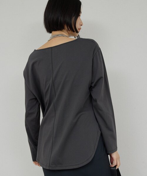 GALLARDAGALANTE（ガリャルダガランテ）の「【手洗い可】ラウンドヘムTee（Tシャツ/カットソー・レディース・ホワイト/チャコールグレー・FREE）」の15枚目の写真