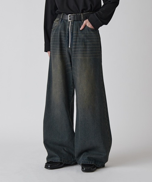 Lui's（ルイス）の「【Neucon】VINTAGE WASH BAGGY CURVE DENIM / ヴィンテージウォッシュバギーカーブデニムパンツ / セットアップ対応（デニムパンツ・メンズ・ブラック/インディゴブルー・1/2）」の2枚目の写真