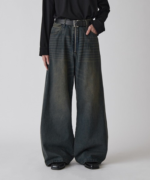 Lui's（ルイス）の「【Neucon】VINTAGE WASH BAGGY CURVE DENIM / ヴィンテージウォッシュバギーカーブデニムパンツ / セットアップ対応（デニムパンツ・メンズ・ブラック/インディゴブルー・1/2）」の9枚目の写真