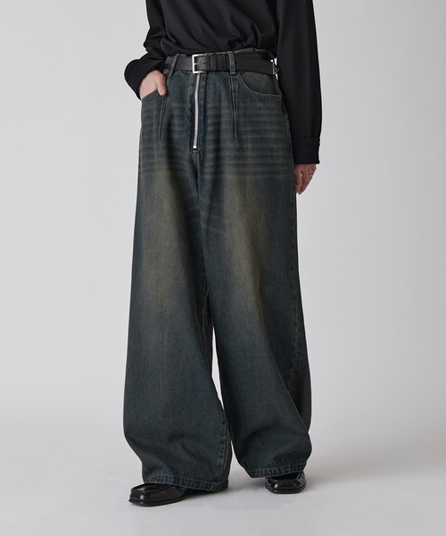 Lui's（ルイス）の「【Neucon】VINTAGE WASH BAGGY CURVE DENIM / ヴィンテージウォッシュバギーカーブデニムパンツ / セットアップ対応（デニムパンツ・メンズ・ブラック/インディゴブルー・1/2）」の12枚目の写真