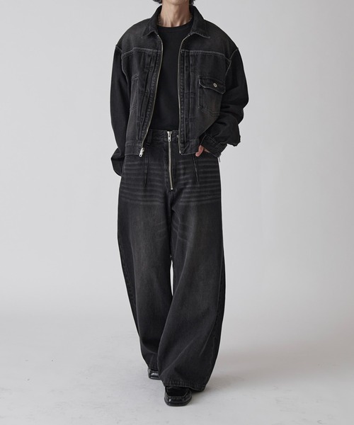 Lui's（ルイス）の「【Neucon】VINTAGE WASH BAGGY CURVE DENIM / ヴィンテージウォッシュバギーカーブデニムパンツ / セットアップ対応（デニムパンツ・メンズ・ブラック/インディゴブルー・1/2）」の7枚目の写真