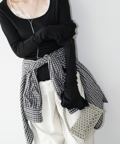 chuclla(チュクラ)の「リリーフリルスリーブ トップス chw26s028(Tシャツ/カットソー・レディース・ホワイト/グレー/ブラック・FREE)」の11枚目の写真