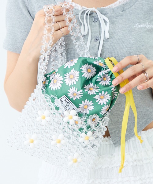 PAUL & JOE ACCESSOIRES(ポールアンドジョーアクセソワ)の「PAUL & JOE ACCESSOIRES (ポール&ジョーアクセソワ)巾着付きビーズバッグ PJA-B1402 BEADS MOTIF(ショルダーバッグ・レディース・グリーン/レッド・FREE)」の6枚目の写真