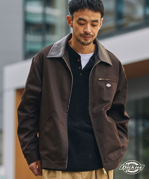Dickies(ディッキーズ)の「<セットアップ対応> Dickies/ディッキーズ 別注 TCツイル 襟切り替えカバーオールジャケット【THE CRAFT CREW PRODUCTS】(カバーオール・メンズ・ダークブラウン/オリーブ/ブラック・M/S/L)」の2枚目の写真