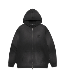 GOTHIC WASHED ZIP-UP HOODIE black
