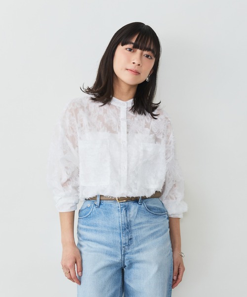 ZOZO限定】ジャガードバンドカラーブラウス（シャツ/ブラウス）｜Sirin