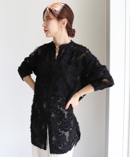 ZOZO限定】ジャガードバンドカラーブラウス（シャツ/ブラウス）｜Sirin