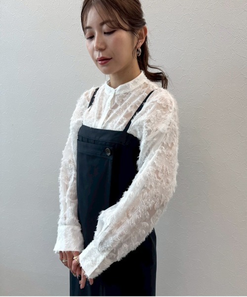 Sirin(シリン)の「【ZOZO限定】ジャガードバンドカラーブラウス(シャツ/ブラウス・レディース・ベージュ/オフホワイト/ブラック・FREE)」の5枚目の写真