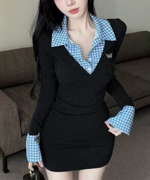 gossip!ロサンゼルス(ゴシップロサンゼルス)の「スクールガール風 ドッキングヘルシーワンピース(ワンピース・レディース・チャコールグレー/ブラック・S/M)」の15枚目の写真