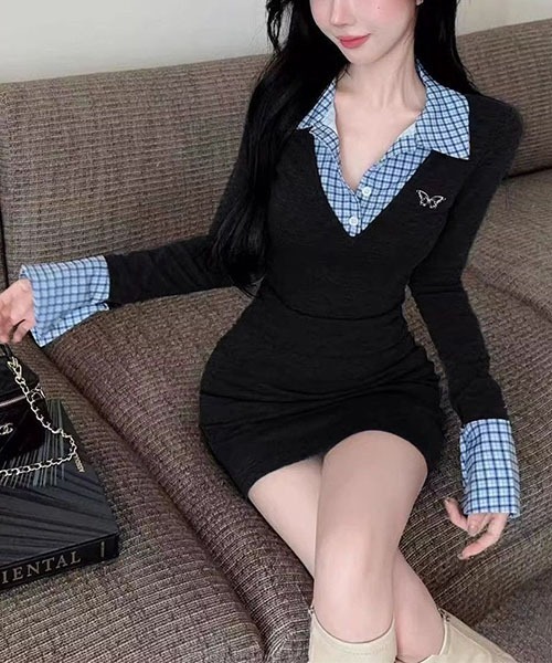 gossip!ロサンゼルス(ゴシップロサンゼルス)の「スクールガール風 ドッキングヘルシーワンピース(ワンピース・レディース・チャコールグレー/ブラック・S/M)」の18枚目の写真