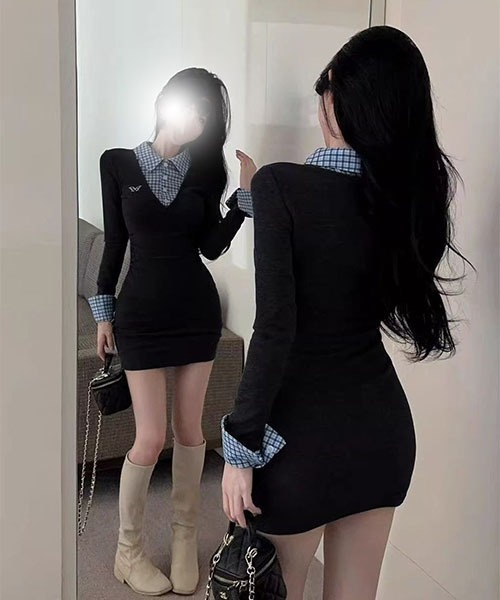 gossip!ロサンゼルス(ゴシップロサンゼルス)の「スクールガール風 ドッキングヘルシーワンピース(ワンピース・レディース・チャコールグレー/ブラック・S/M)」の21枚目の写真