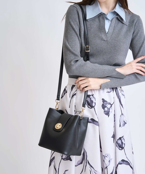 NOELA（ノエラ）の「バックルデザインバケツバッグ（ハンドバッグ・レディース・ブラック/オフホワイト/キャメル・フリー）」の12枚目の写真