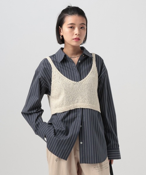 BAYFLOW（ベイフロー）の「ブロードストレッチシャツ（シャツ/ブラウス・レディース・ライトブルー/ネイビー/ピンク/ホワイト・FREE）」の3枚目の写真