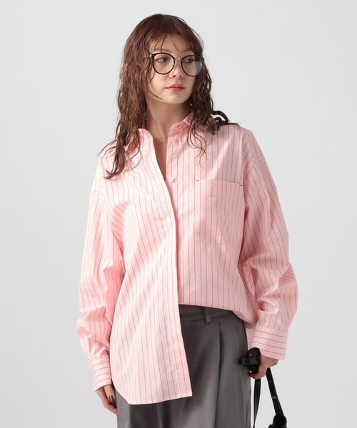 BAYFLOW（ベイフロー）の「ブロードストレッチシャツ（シャツ/ブラウス・レディース・ライトブルー/ネイビー/ピンク/ホワイト・FREE）」の4枚目の写真