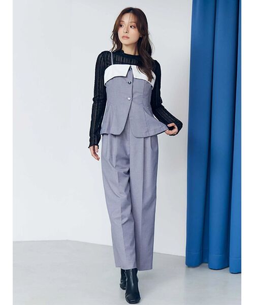 MERCURYDUO（マーキュリーデュオ）の「カットレースアシメトップス（Tシャツ/カットソー・レディース・オフホワイト/ブラック・FREE）」の6枚目の写真