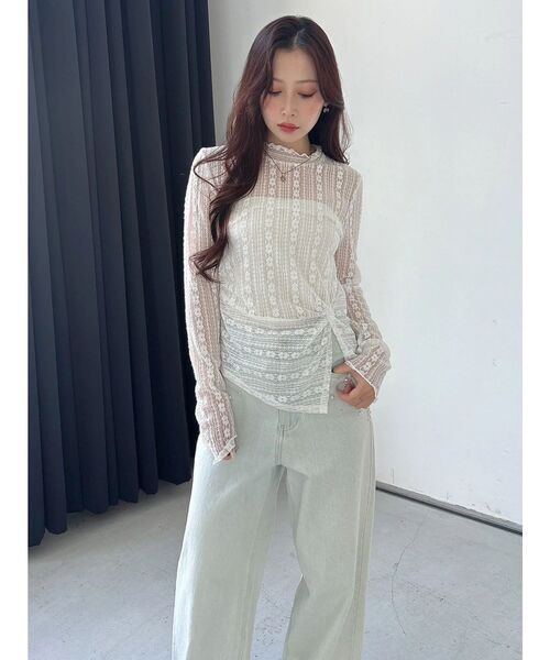 MERCURYDUO（マーキュリーデュオ）の「カットレースアシメトップス（Tシャツ/カットソー・レディース・オフホワイト/ブラック・FREE）」の8枚目の写真