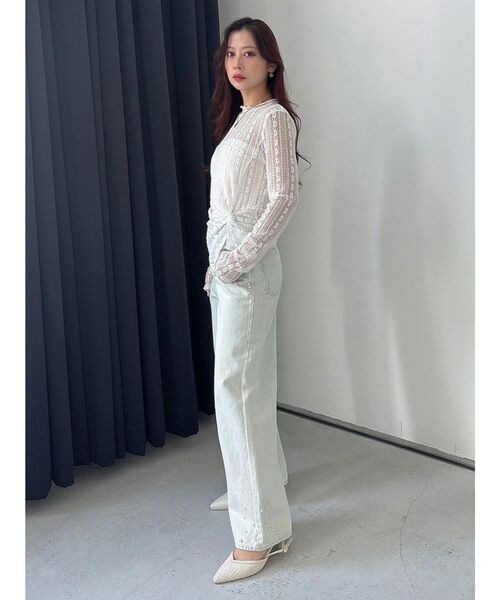 MERCURYDUO（マーキュリーデュオ）の「カットレースアシメトップス（Tシャツ/カットソー・レディース・オフホワイト/ブラック・FREE）」の11枚目の写真