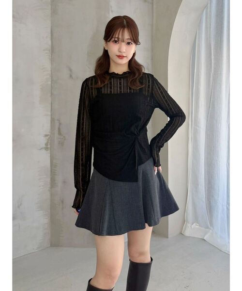 MERCURYDUO（マーキュリーデュオ）の「カットレースアシメトップス（Tシャツ/カットソー・レディース・オフホワイト/ブラック・FREE）」の14枚目の写真