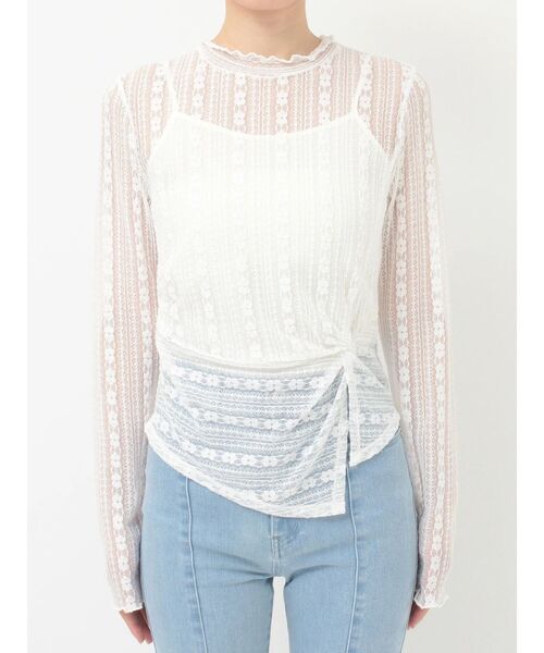 MERCURYDUO（マーキュリーデュオ）の「カットレースアシメトップス（Tシャツ/カットソー・レディース・オフホワイト/ブラック・FREE）」の21枚目の写真