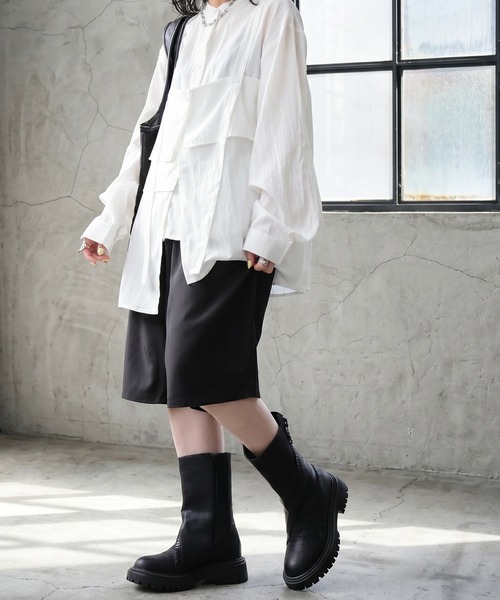 antiqua(アンティカ)の「ハーフ ワイド サルエルパンツ(その他パンツ・レディース・ダークグレー/ブラック・ONESIZE)」の8枚目の写真