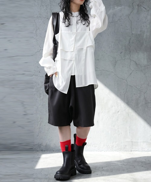antiqua(アンティカ)の「ハーフ ワイド サルエルパンツ(その他パンツ・レディース・ダークグレー/ブラック・ONESIZE)」の6枚目の写真