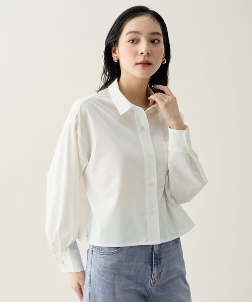 ANY（エニィ）の「ANYクロップドシャツ（シャツ/ブラウス・レディース・ホワイト系・F）」の2枚目の写真