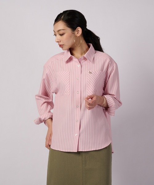 Eddie Bauer(エディーバウアー)の「ストライプ スマートケア 長袖シャツ(シャツ/ブラウス・レディース・ブルー/ピンク/ベージュ・S/M/L/XL)」の3枚目の写真