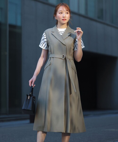 ANY SIS(エニィスィス)の「【2WAY】テーラードジレ ワンピース(ワンピース・レディース・カーキ系/黄土色系・X-LARGE)」の5枚目の写真