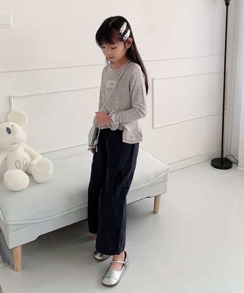aimoha(アイモハ)の「【aimoha-KIDS-】キッズ サイドリボンティアードワイドパンツ(カーゴパンツ・キッズ・グレー/イエロー/ネイビー・110/130/140/150/120)」の13枚目の写真