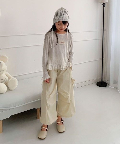aimoha(アイモハ)の「【aimoha-KIDS-】キッズ サイドリボンティアードワイドパンツ(カーゴパンツ・キッズ・グレー/イエロー/ネイビー・110/130/140/150/120)」の20枚目の写真
