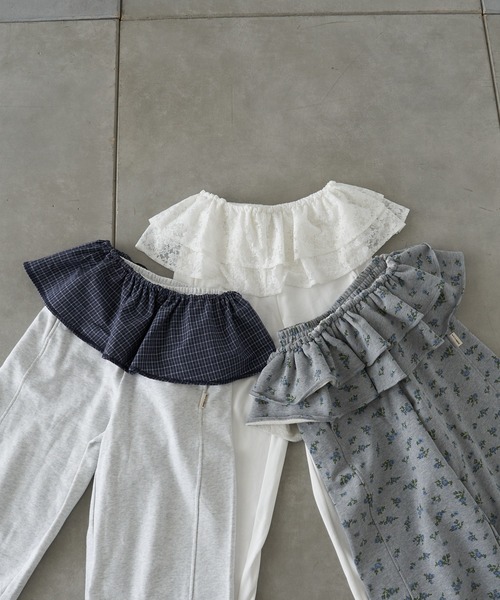 RAY CASSIN（レイカズン）の「マルチウェイフリルスウェットパンツ（スウェットパンツ・レディース・グレー系その他2/ホワイト系その他/ホワイト・FREE）」の4枚目の写真