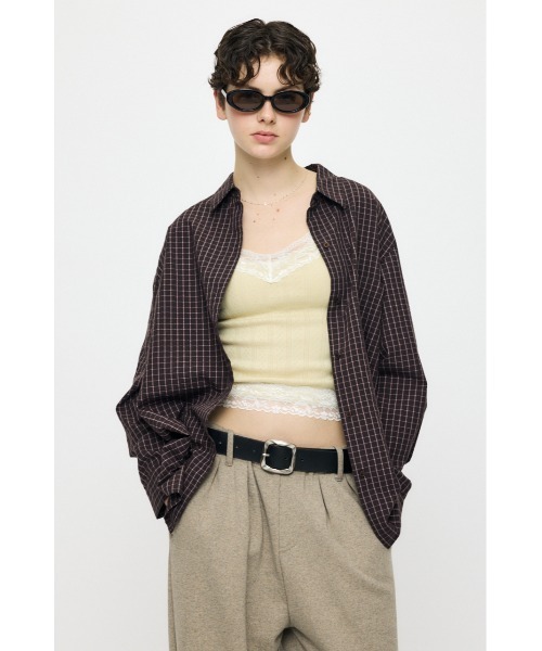 MOUSSY（マウジー）の「【26年SS新作】SUCKER CHECK シャツ（シャツ/ブラウス・レディース・ブルー/アイボリー/ブラウン・1/2）」の3枚目の写真