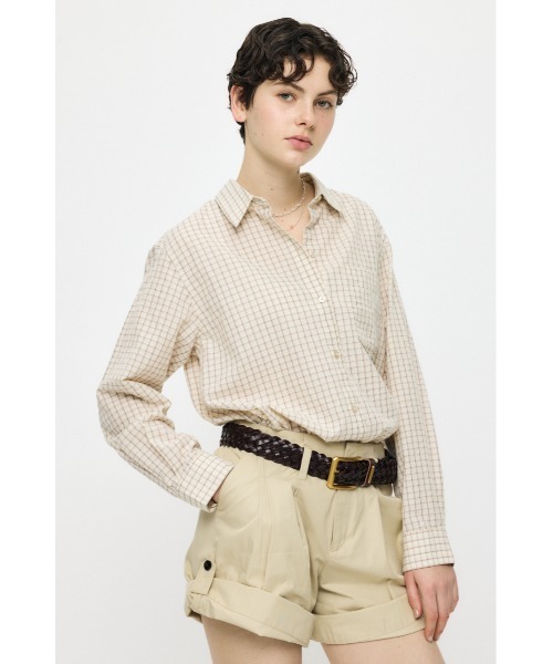 MOUSSY（マウジー）の「【26年SS新作】SUCKER CHECK シャツ（シャツ/ブラウス・レディース・ブルー/アイボリー/ブラウン・1/2）」の2枚目の写真