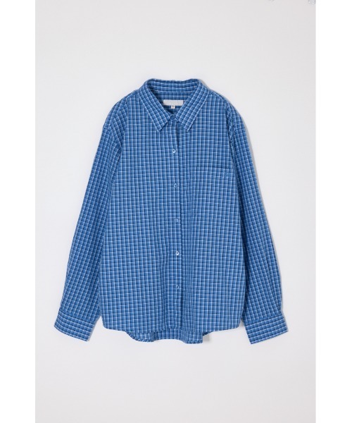 MOUSSY（マウジー）の「【26年SS新作】SUCKER CHECK シャツ（シャツ/ブラウス・レディース・ブルー/アイボリー/ブラウン・1/2）」の4枚目の写真
