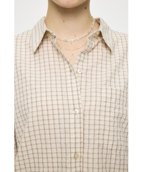 MOUSSY（マウジー）の「【26年SS新作】SUCKER CHECK シャツ（シャツ/ブラウス・レディース・ブルー/アイボリー/ブラウン・1/2）」の8枚目の写真