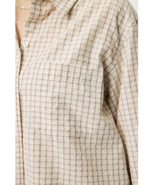 MOUSSY（マウジー）の「【26年SS新作】SUCKER CHECK シャツ（シャツ/ブラウス・レディース・ブルー/アイボリー/ブラウン・1/2）」の9枚目の写真