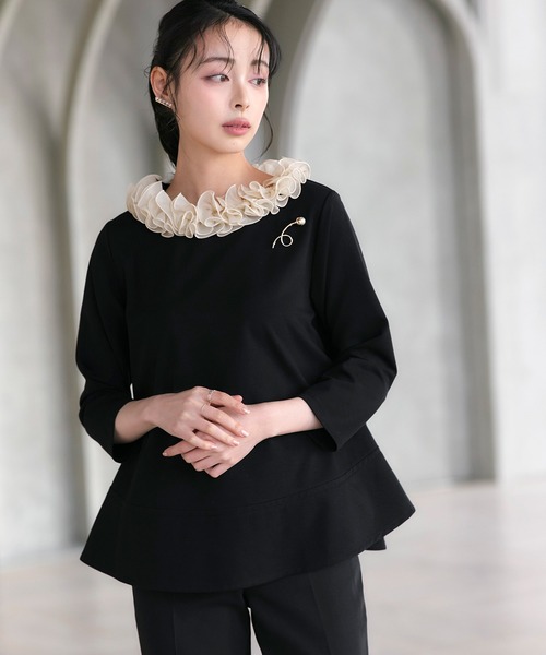 セール】洗える/ストレッチ ｜ フリル オーガンジー スムース