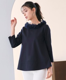 洗える/ストレッチ | フリル オーガンジー スムース カットソー | トップス・ブラウス・オケージョンブラウス・長袖ブラウス・きれいめカットソー・オフィスカジュアルトップス