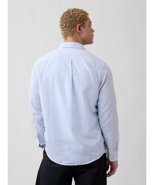 GAP(ギャップ)の「スタンダードフィット リネンブレンドシャツ(シャツ/ブラウス・メンズ・ベージュ系その他/ブルー/ホワイト×ブルー・S/XS/M/L/XL)」の4枚目の写真