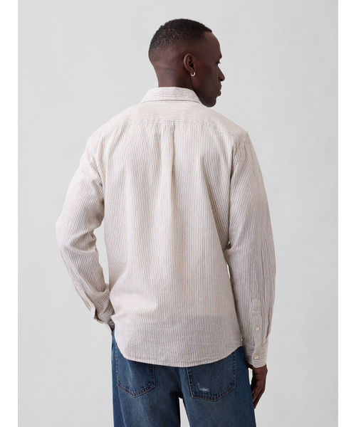 GAP(ギャップ)の「スタンダードフィット リネンブレンドシャツ(シャツ/ブラウス・メンズ・ベージュ系その他/ブルー/ホワイト×ブルー・S/XS/M/L/XL)」の5枚目の写真